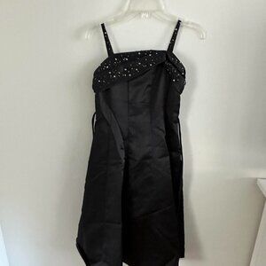Vintage Y2K black embellished dress with zipper and tie back